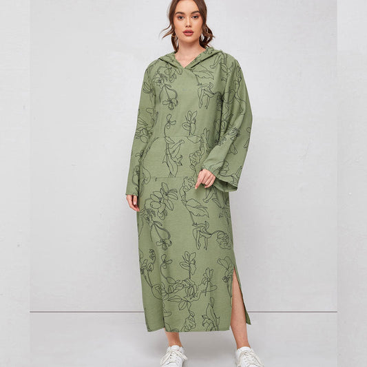 Middle East Sweater Hooded Dress Loose Office Socialite Dress