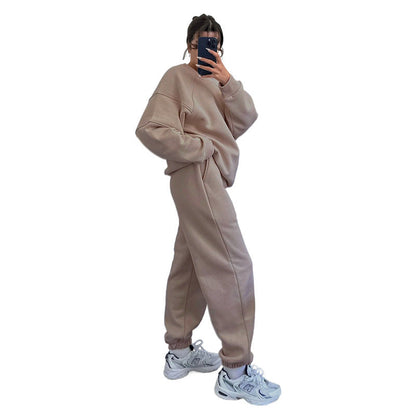 Autumn Winter Color Round Neck Long Sleeve Sweaters Clothing Loose Trousers Suit