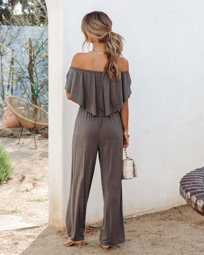 Spring Summer Clothing Off Shoulder Shoulder Baring Jumpsuit