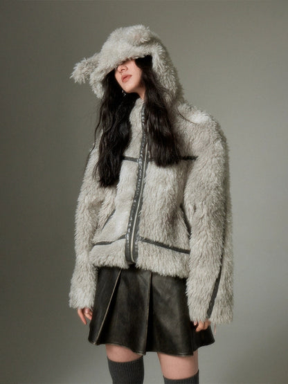 Sustainable Rabbit-eared Fur Coat