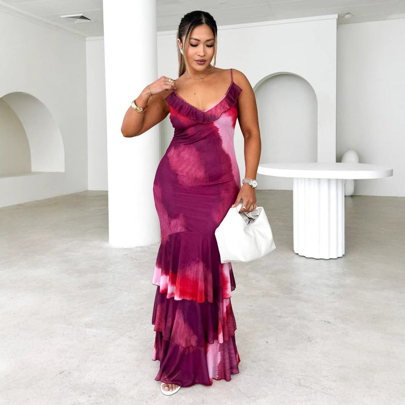 Dress Sling Cake Lace Slim Fit Maxi Dress