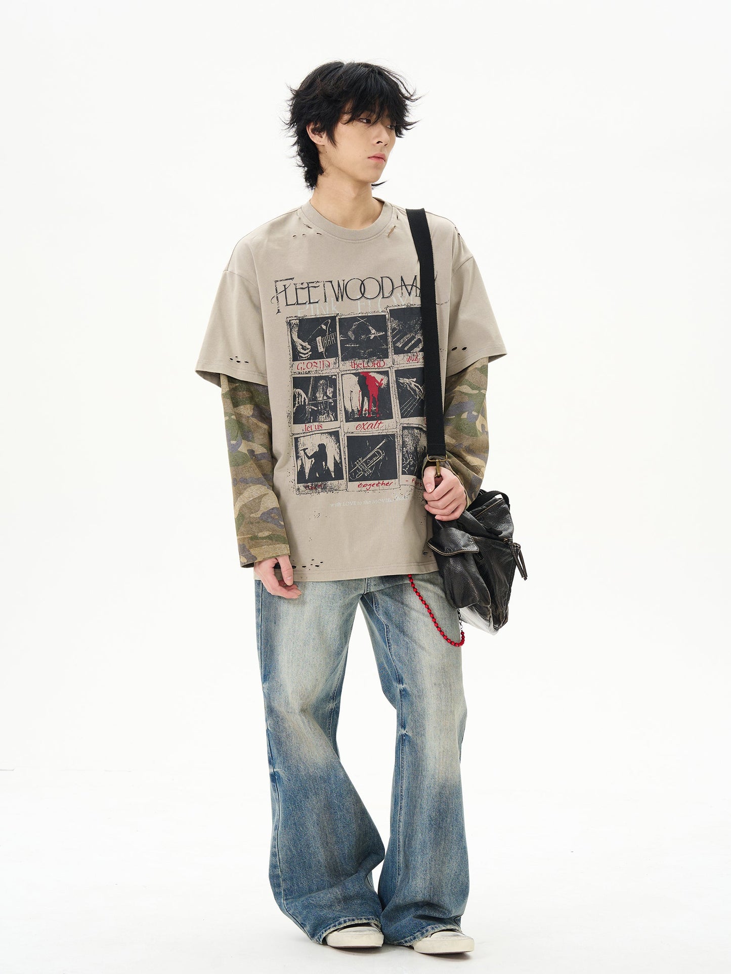 Layered Camo Sleeve T-shirt