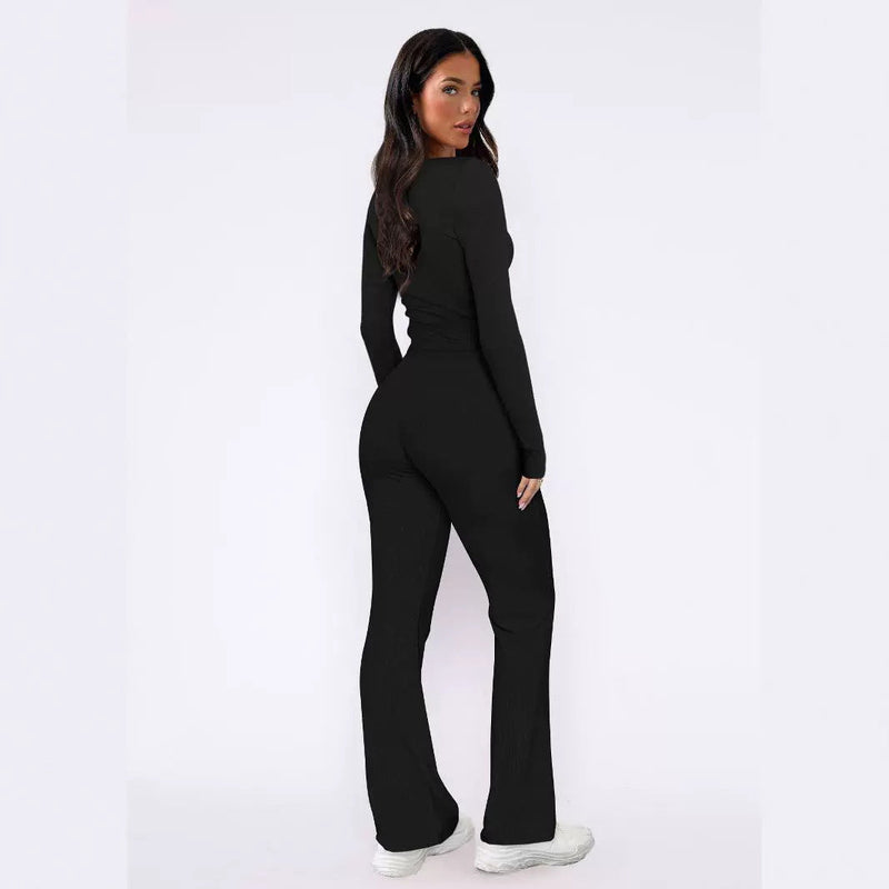 Sweet Spicy Long Sleeved Shirt Pants Two Piece Set Set