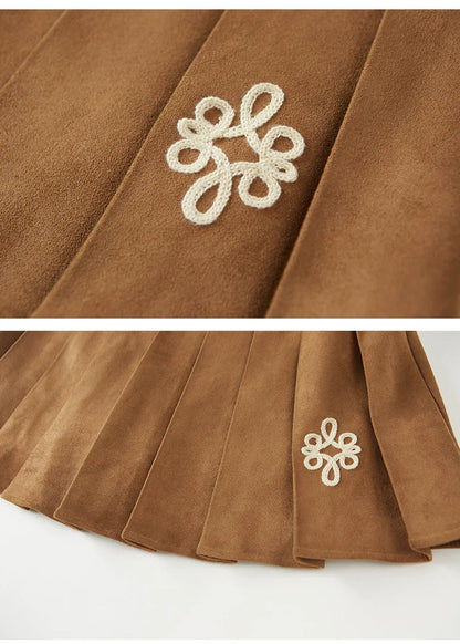 Decorative White Trim Plaid Zip-up Jacket Set Up