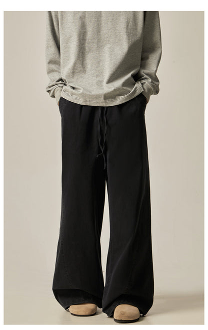 Brown Loose Drawstring Wide Pants