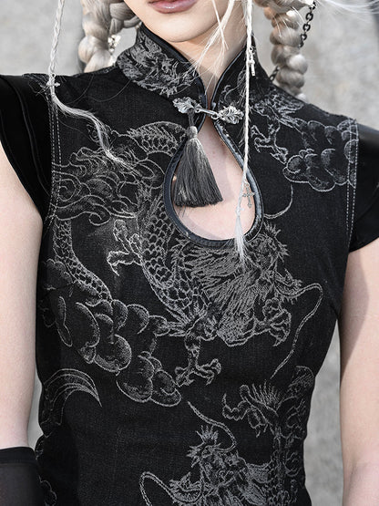 Black Qipao-style Mini Dress