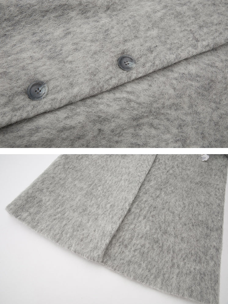 Wool Coat With Lace Lapel