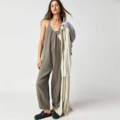 Clothing Pocket Jumpsuit Color Bib Suspender Jumpsuit