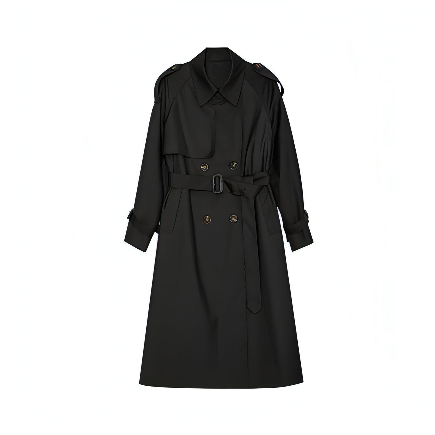 Double-breasted Loose Mid-length Melton Trench Coat