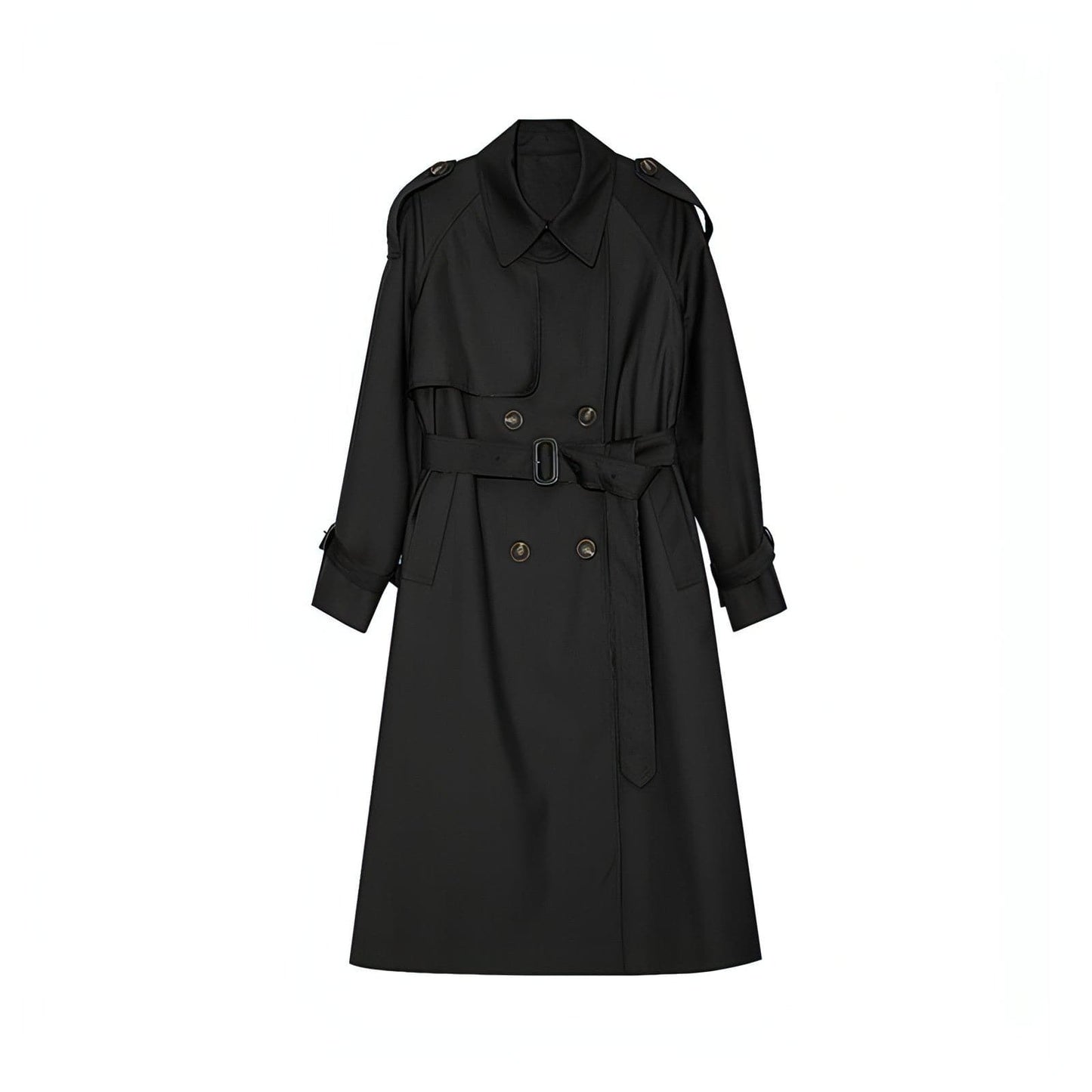 Double-breasted Loose Mid-length Melton Trench Coat