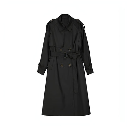 Double-breasted Loose Mid-length Melton Trench Coat