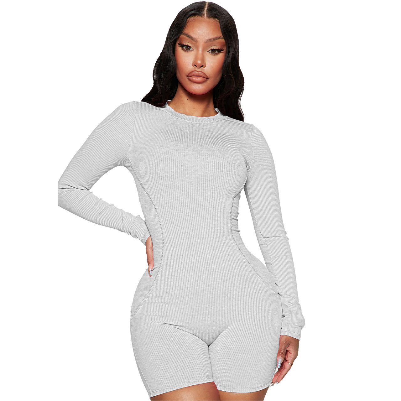Clothing Spring Thread Round Neck Stitching Line Sports Romper