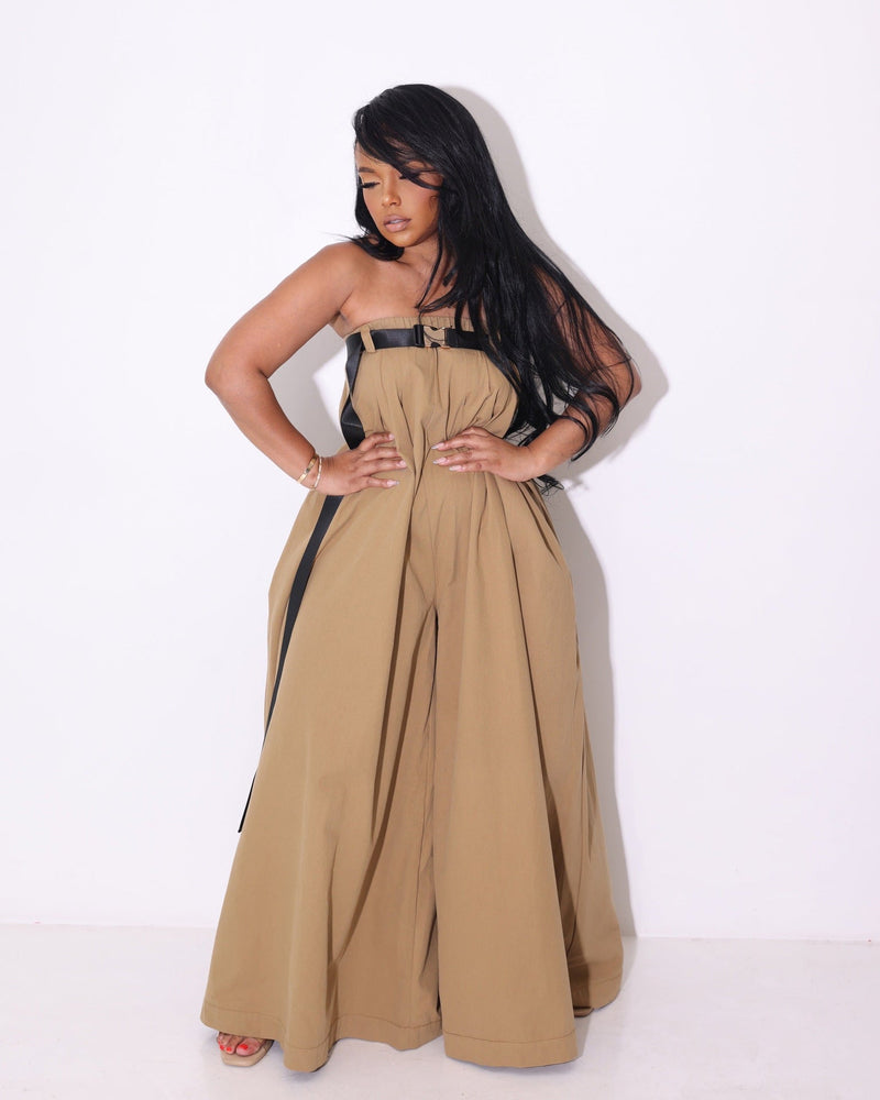 Wear Fashionable Off Shoulder Wide Leg Jumpsuit With Belt