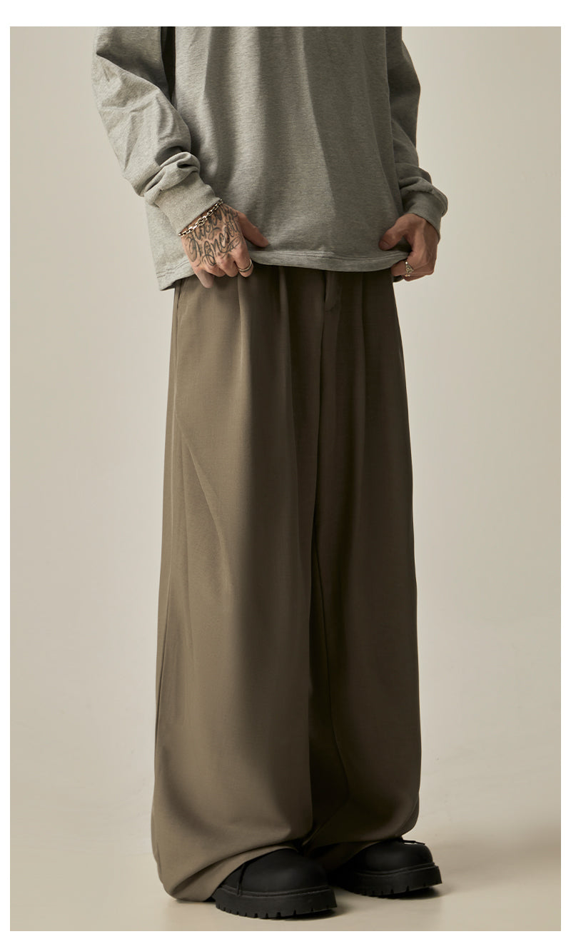 Khaki Wide Leg Dress Pants
