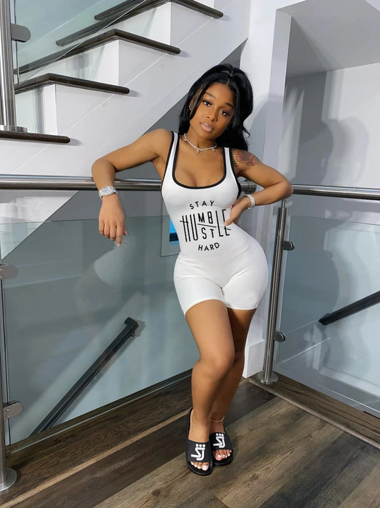Clothing Short Summer Letter Graphic Printing Sports Nightclub Uniforms Romper