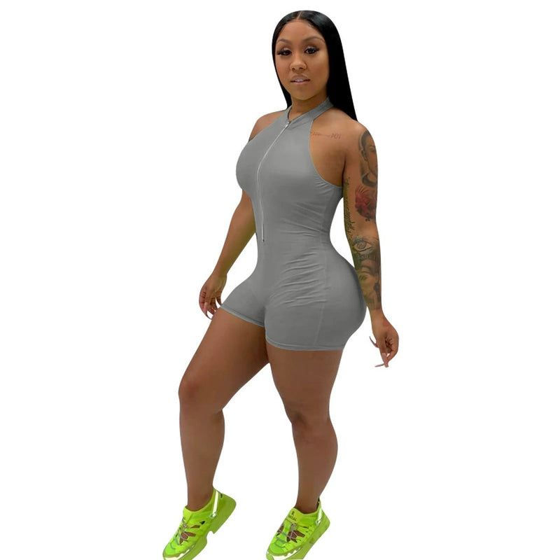 Clothing Color Halter Zipper Jumpsuit Clothing