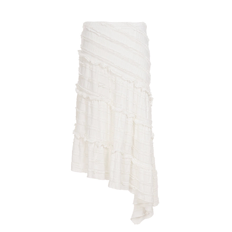 Bryn Ruffle Asymmetric Maxi Skirt