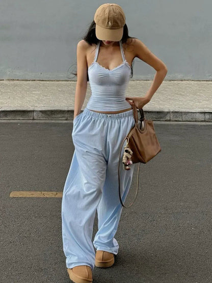 Jeanelle Striped Wide-leg Lounge Pants
