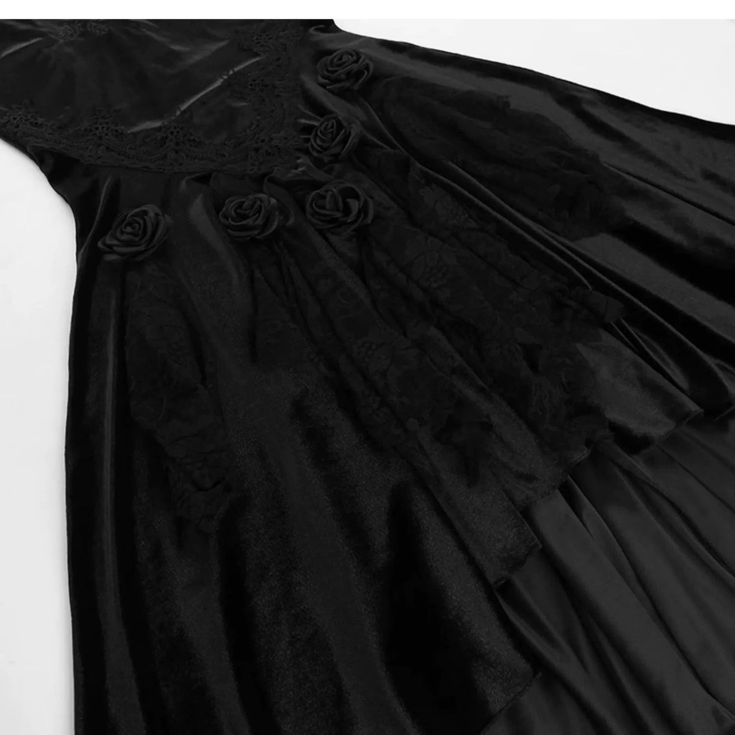 Wannathis Gothic Velvet Ensemble - Off-shoulder Lace Bodysuit With Mermaid Maxi Skirt