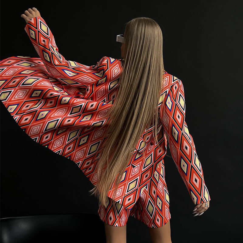Autumn Clothing Printed Small Suit Shorts Set Two Piece Set