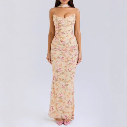 Dress Boning Corset Tube Top Skinny Sheath Skirt Long Skirt Set Autumn Two-piece Set High Grade With Scarf