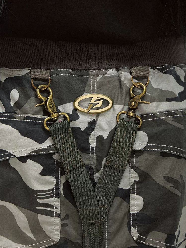 Camouflage Wide-leg Cargo Skirt