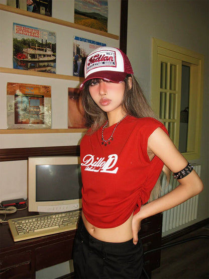 Nico Molly Retro Americana Cropped T-shirt - Red ()