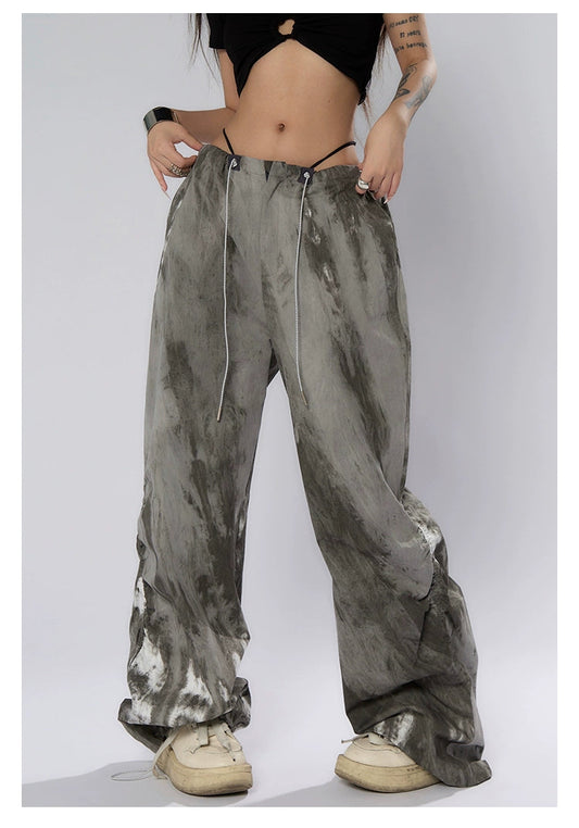 Ink-dyed Traditional Wide-leg Cargo Pants