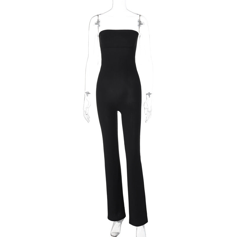 Clothing Spring Summer Slim Color Tube Top Jumpsuit