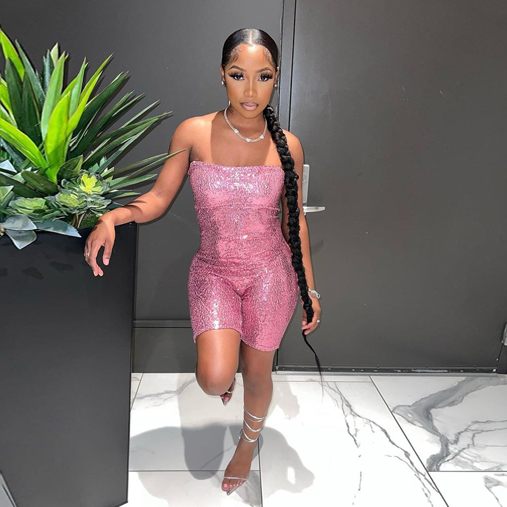 Tube Top Sequined Jumpsuit Jumpsuit