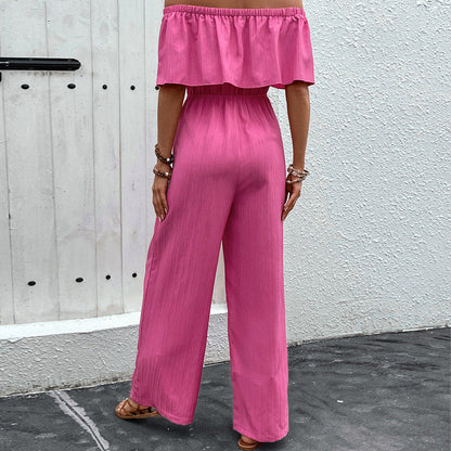 Summer Wide Leg Pants Off Shoulder Color Trousers Jumpsuit