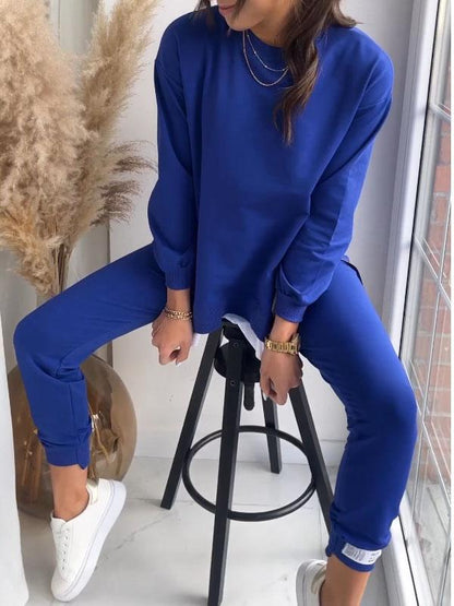 Autumn Stitching False Two Piece Sweaters Sweat Pants Sets
