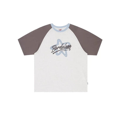 Contrast T-shirt With Star Raw Edge