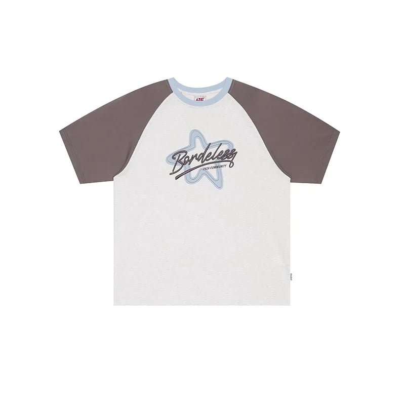 Contrast T-shirt With Star Raw Edge