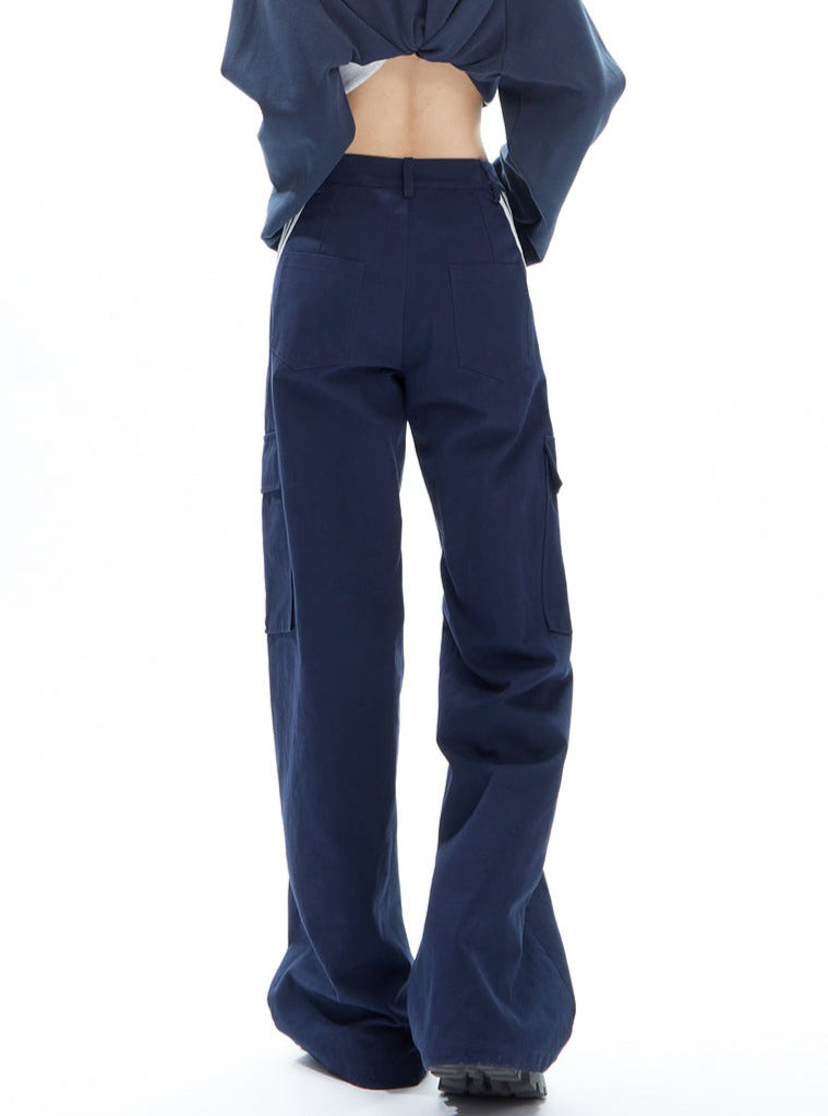 Brown Wide-leg Cargo Track Pants