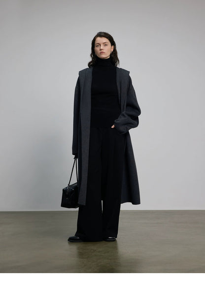 Hooded Long Woolen Coat