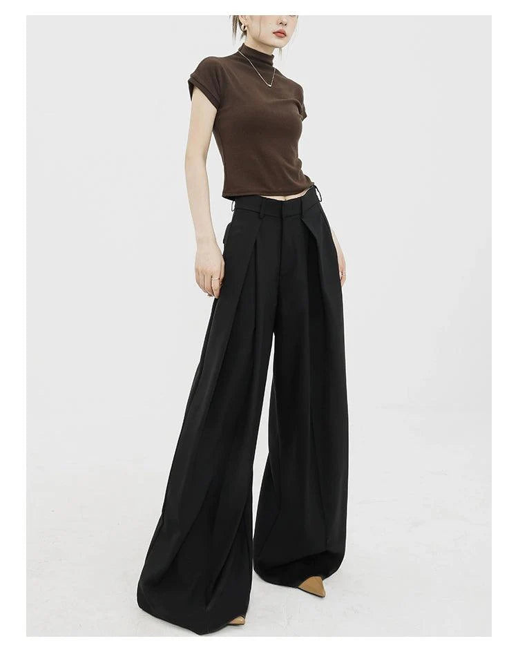 Dramatic Noir Wide-leg Palazzo Pants