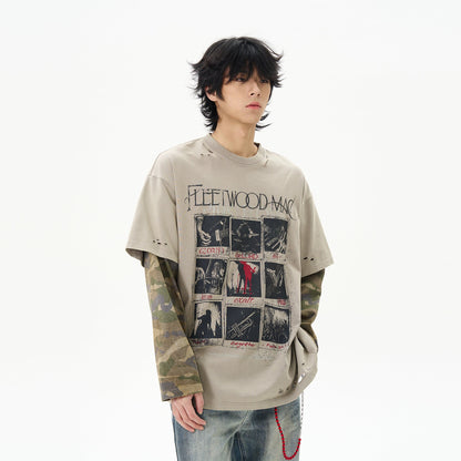 Layered Camo Sleeve T-shirt