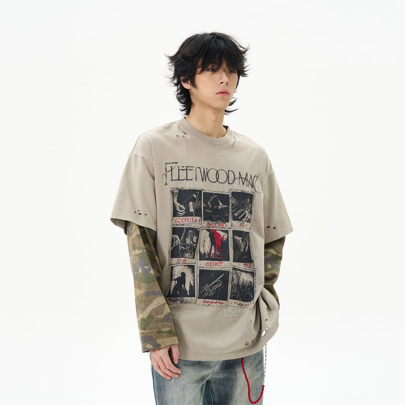 Layered Camo Sleeve T-shirt