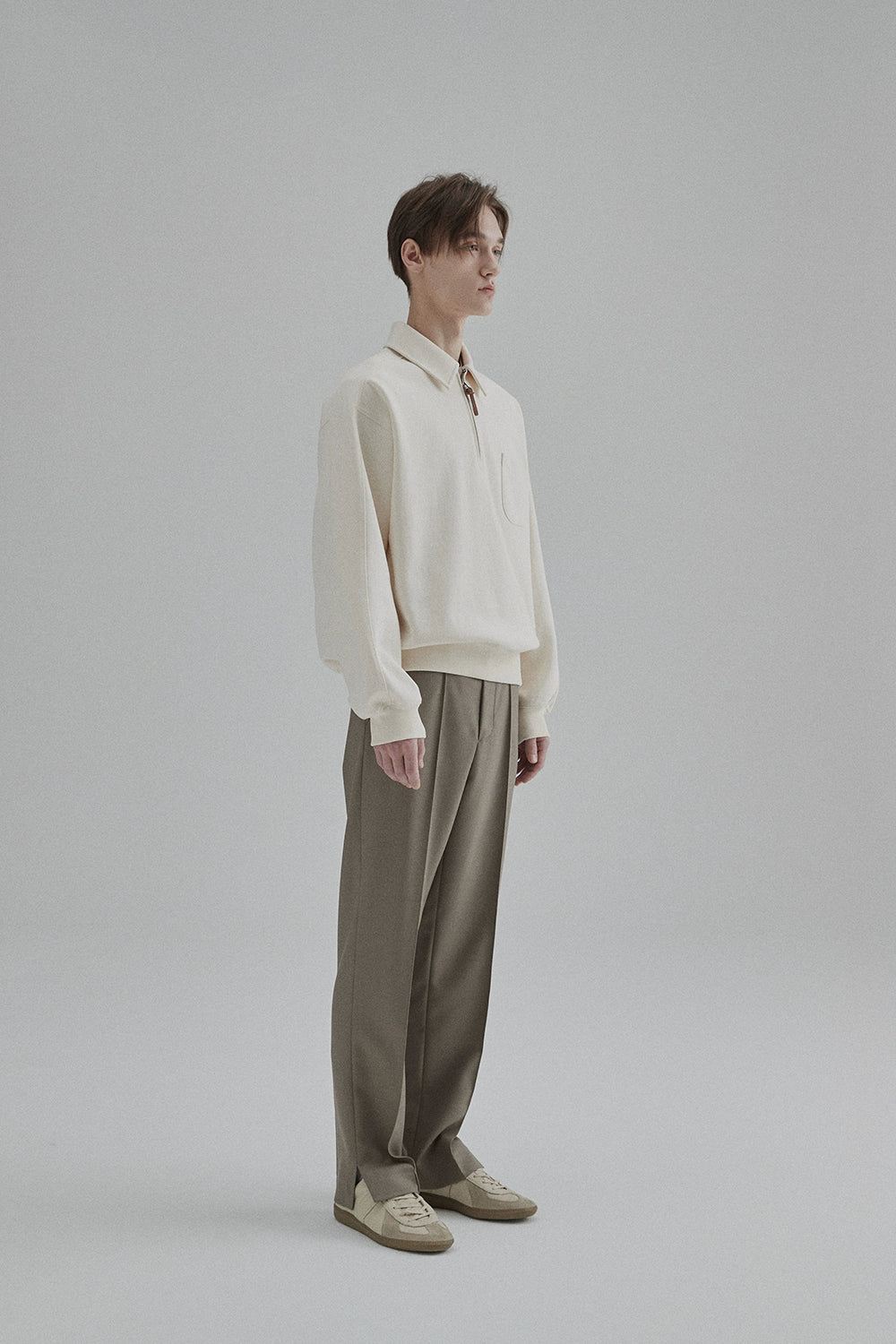 Half-zip Polo Collar Pocket Oversized Sweatshirt