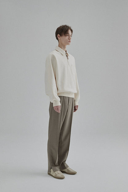 Half-zip Polo Collar Pocket Oversized Sweatshirt