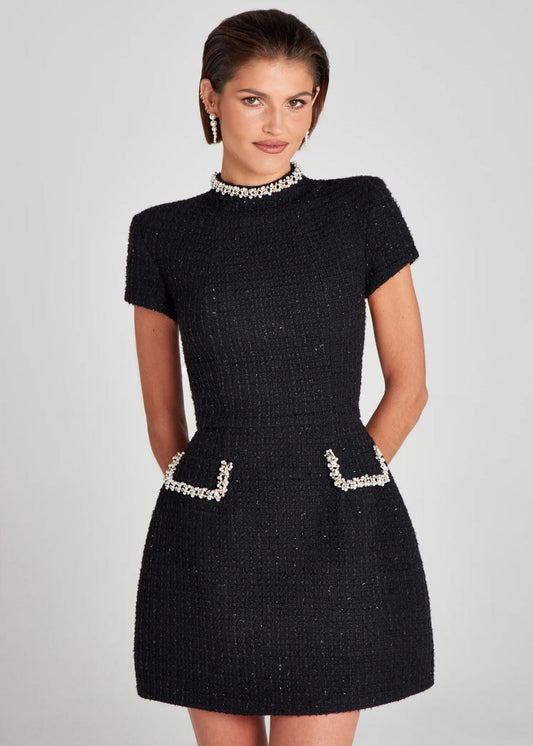 Crystal-trim Tweed Mini Dress