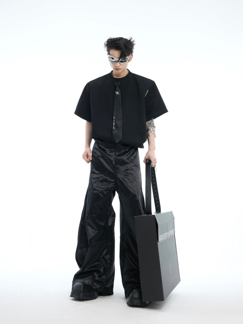 White Oversized T-shirt Black Tie