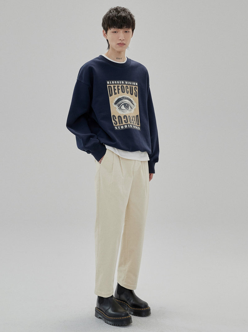 Wide Waist Tab Double-pleated Relaxed Cropped Pants