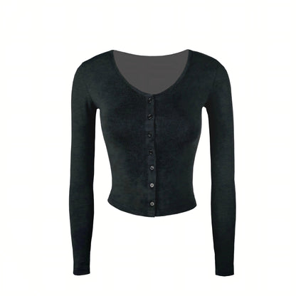 Knit Cropped Long-sleeve Cardigan