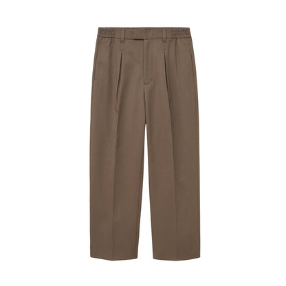 Semi-elastic Waist Wide-leg Cropped Pants