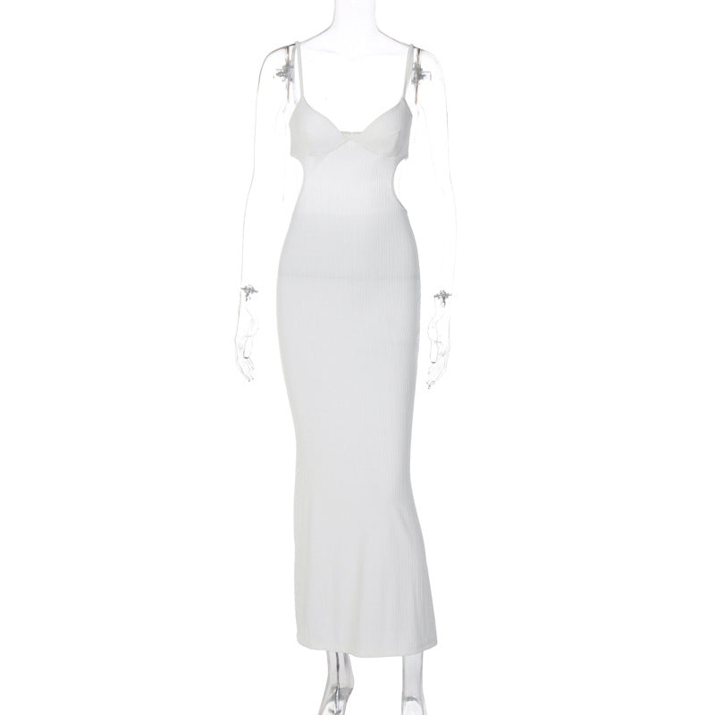 Clothing Spring Backless Hollow Out Cutout Out Maxi Dress Strap Slim Dress