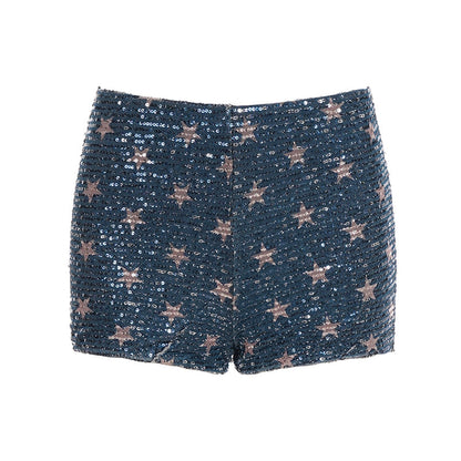 Laikynn Blue Sequin Shorts