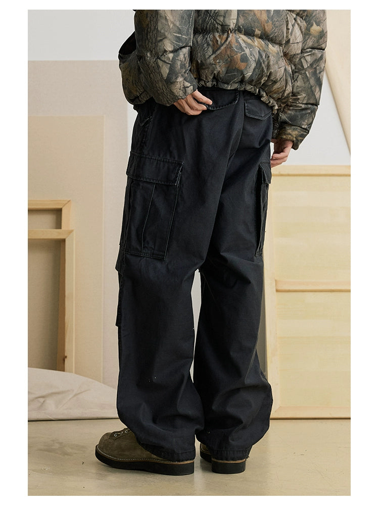Straight-leg Multi-pocket Loose Pants