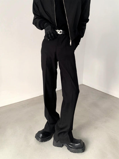 Black Straight-leg Classic Pants